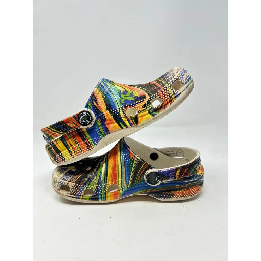 CROCS Classic Clogs Kids Multicolor Psychedelic Swirl Pattern Size C12